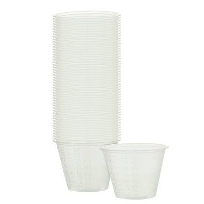 Pack of 50, 1 Ounce (30ml) Graduated Plastic Clear Measuring and Mixing Cups - Hold, Mix Paint, Acrylic Art Hobby Airbrush Pouring Paint