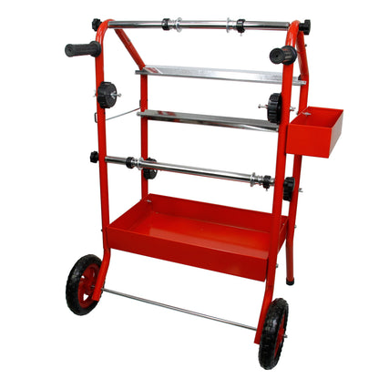 18" Mobile Multi-Roll Masking Machine for Auto Body, Painting, Masking Paper Dispenser with 2 Paper Bars, 4 Tape Rollers, Storage Trays & Cutting