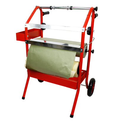 18" Mobile Multi-Roll Masking Machine for Auto Body, Painting, Masking Paper Dispenser with 2 Paper Bars, 4 Tape Rollers, Storage Trays & Cutting