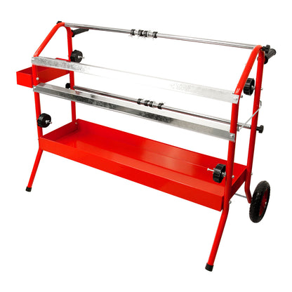36" Mobile Multi-Roll Masking Machine for Auto Body, Painting, Masking Paper Dispenser with 2 Paper Bars, 4 Tape Rollers, Storage Trays & Cutting