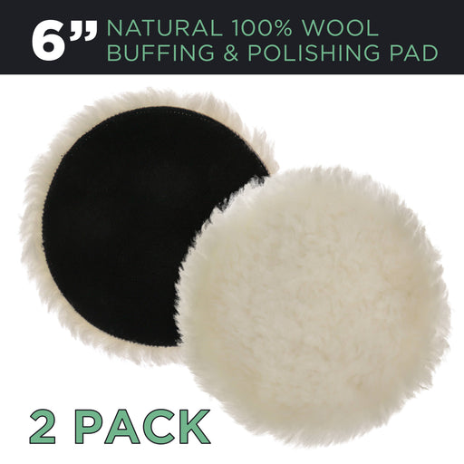 6" Natural 100% Wool 1" Pile Grip Buffing & Polishing Pad (Pack of 2)