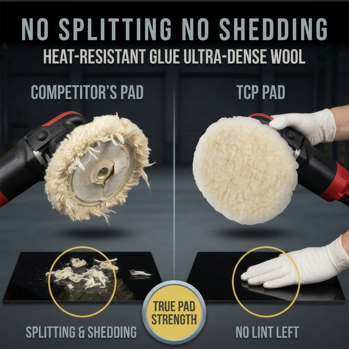 Premium 6 Inch Wool Buffing Pads (2 Pack) - 100% Natural Wool Buffer Pads, Polishing Pad for Car Detailing - 1 Inch Thick Pile, Hook and Loop Buffing Pad for Orbital Buffer