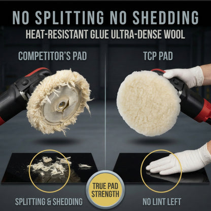 Premium 7 Inch Wool Buffing Pads (2 Pack) - 100% Natural Wool Buffer Pads, Polishing Pad for Car Detailing - 1 Inch Thick Pile, Hook and Loop Buffing