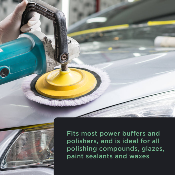 Premium 8 Inch Wool Buffing Pads (2 Pack) - 100% Natural Wool Buffer Pads, Polishing Pad for Car Detailing - 1 Inch Thick Pile, Hook and Loop Buffing Pad for Orbital Buffer
