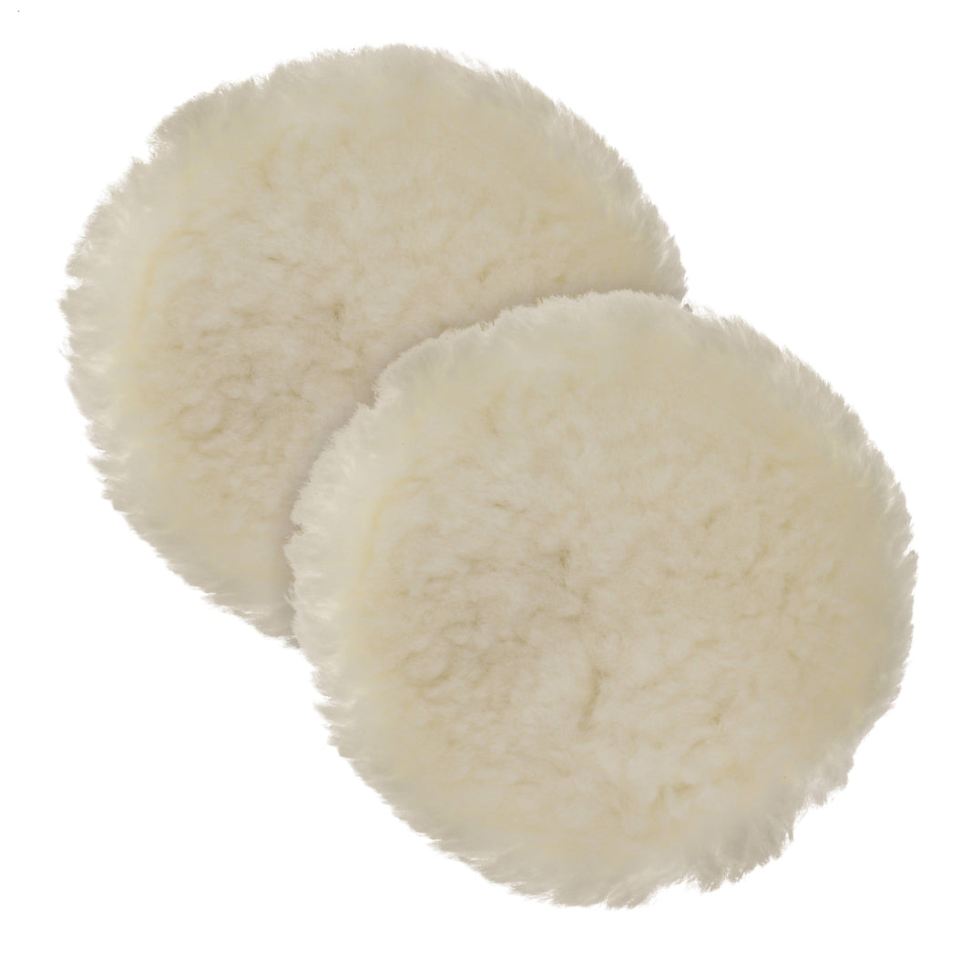 Premium 8 Inch Wool Buffing Pads (2 Pack) - 100% Natural Wool Buffer Pads, Polishing Pad for Car Detailing - 1 Inch Thick Pile, Tie-On Bonnet Buffing Pad for Orbital Buffer
