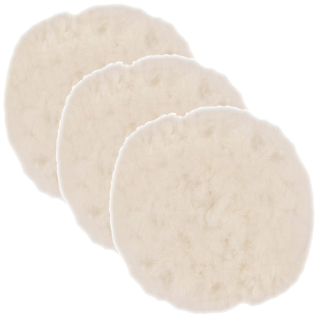 Premium 9 Inch Wool Buffing Pads (3 Pack) - Synthetic Wool Buffer Pads, Polishing Pad for Car Detailing - 1 Inch Thick Pile, Tie-On Bonnet Buffing