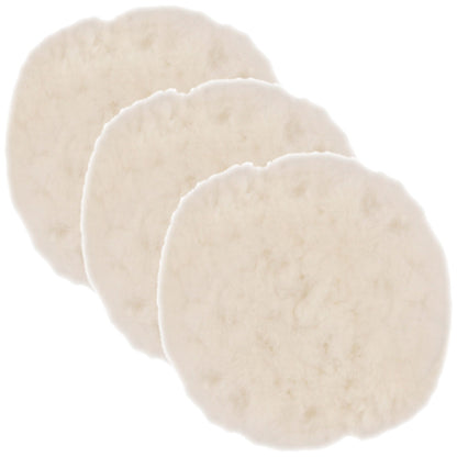 Premium 9 Inch Wool Buffing Pads (3 Pack) - Synthetic Wool Buffer Pads, Polishing Pad for Car Detailing - 1 Inch Thick Pile, Tie-On Bonnet Buffing