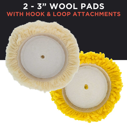 3" Mini Buffing and Polishing Pad Kit with 4 Pads, Backing Plate, and 1/4" Drill Adapter