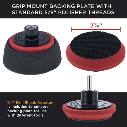 3" Mini Buffing and Polishing Pad Kit with 4 Pads, Backing Plate, and 1/4" Drill Adapter