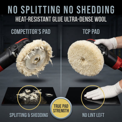 8" 100% Wool Polishing & Buffing Pad (3 Pack) with Hook and Loop Backing - Wool Buffing Pad for Automotive, Marine, Truck, RV & Compound Cutting
