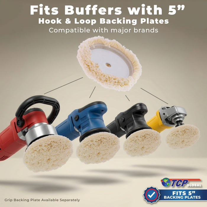 6" 100% Wool Polishing & Buffing Pad (2 Pack) with Hook and Loop Backing - Wool Buffing Pad for Automotive, Marine, Truck, RV & Compound Cutting