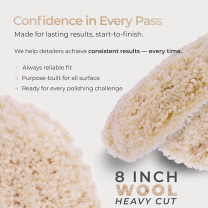 8" 100% Wool Polishing & Buffing Pad Double Sided - Wool Buffing Pad for Automotive, Marine, Truck, RV & Compound Cutting