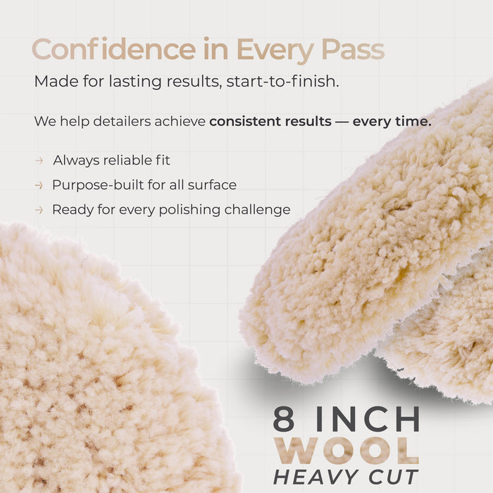 8" 100% Wool Polishing & Buffing Pad Double Sided - Wool Buffing Pad for Automotive, Marine, Truck, RV & Compound Cutting