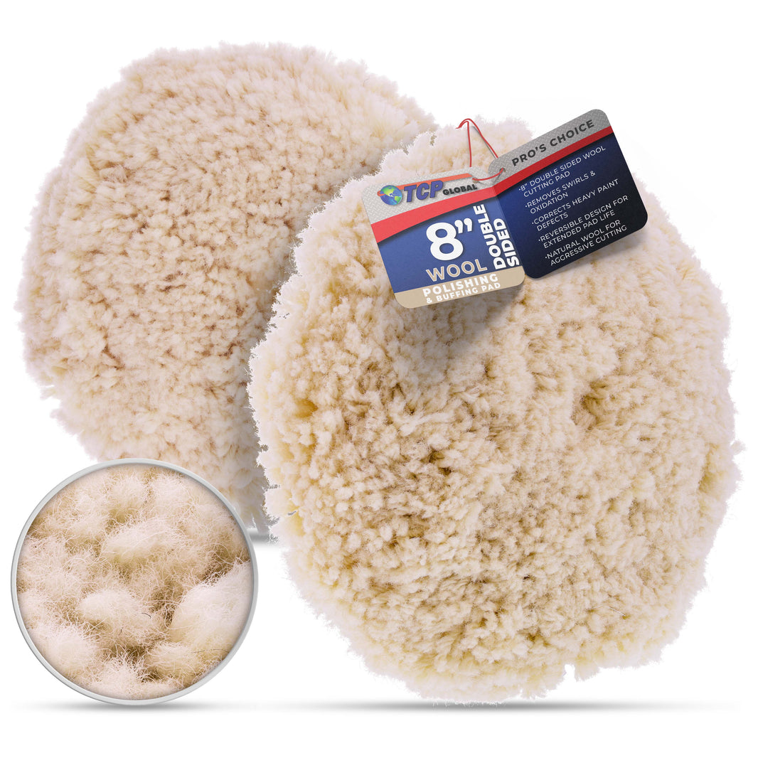 8" 100% Wool Polishing & Buffing Pad Double Sided - Wool Buffing Pad for Automotive, Marine, Truck, RV & Compound Cutting