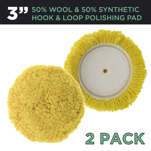 3" Wool & Synthetic Hook & Loop Grip Polish & Finishing Pad (Pack of 2)