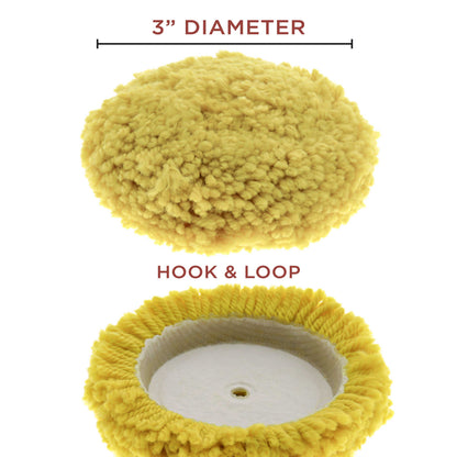 3" Wool & Synthetic Polishing & Buffing Pad (2 Pack) with Hook and Loop Backing - Wool Buffing Pad for Automotive, Marine, Truck, RV & Compound