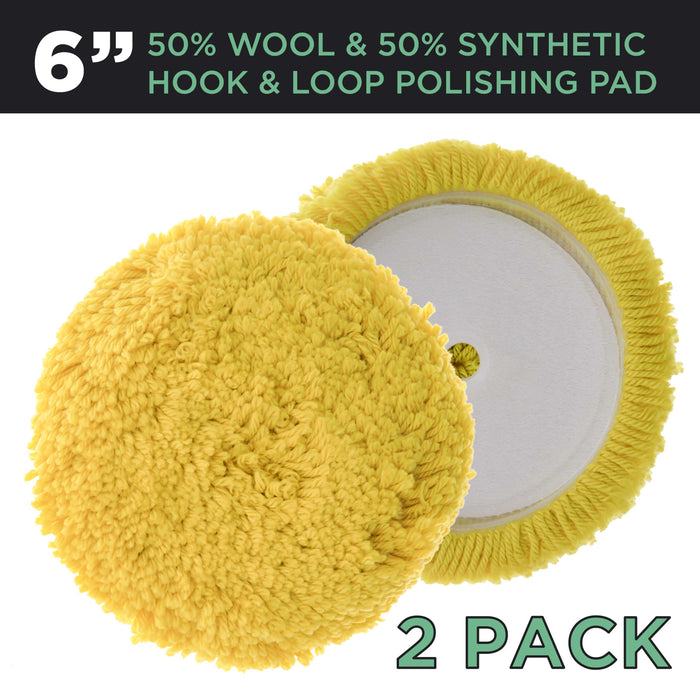 6" Wool & Synthetic Hook & Loop Grip Polish & Finishing Pad (Pack of 2)