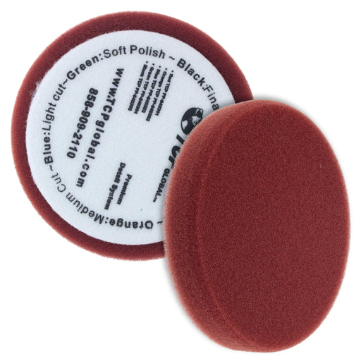 6.5" Red Flat Heavy Cut Grip Foam Polish Buff Pad - DA Hook & Loop