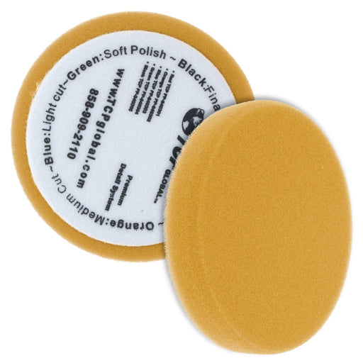 6.5" Orange Flat Medium Cut Grip Foam Polish Buff Pad - DA Hook & Loop