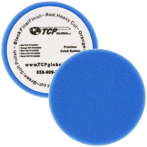 6.5" Blue Flat Light Cut Grip Foam Polish Buff Pad - DA Hook & Loop