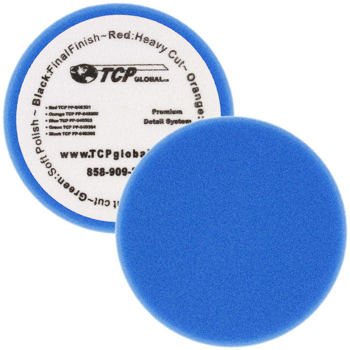 6.5" Blue Flat Light Cut Grip Foam Polish Buff Pad - DA Hook & Loop