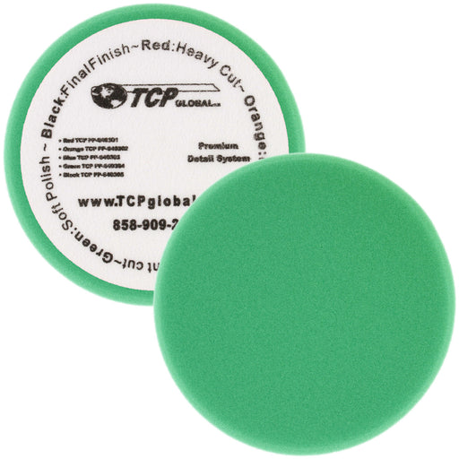 6.5" Green Flat Soft Polishing Grip Foam Polish Pad - DA Hook & Loop