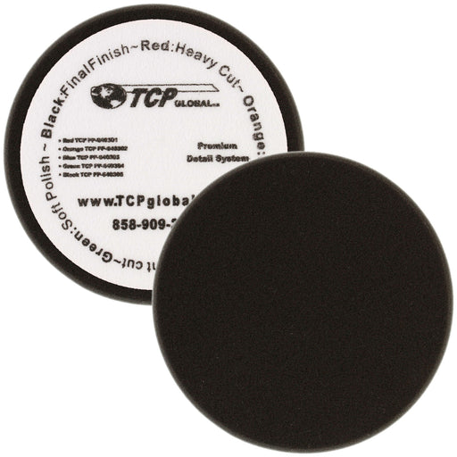 6.5" Black Flat Final Finishing Grip Foam Polish Pad - DA Hook & Loop