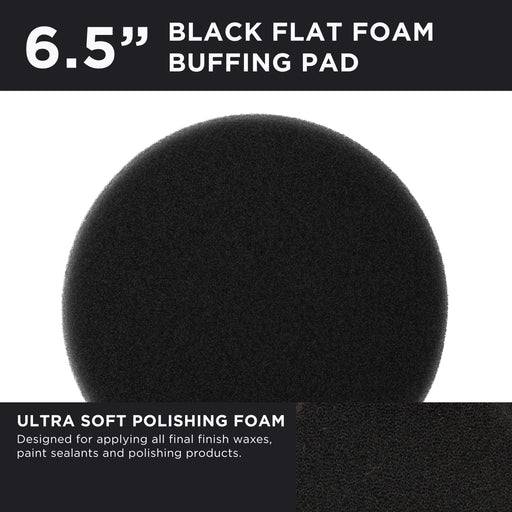 6.5" Black Flat Final Finishing Grip Foam Polish Pad - DA Hook & Loop