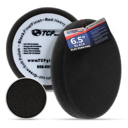 6.5" Black Final Finishing DA Grip Soft Foam Polish Pad - Hook & Loop Buffer Pads - Car Buffing Pads for Paint Correction, Detailing