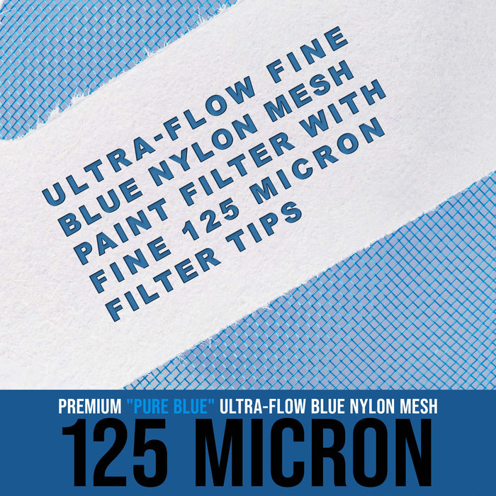 - 125 Micron Filter Tips Ultra-Fine Paint Strainer (250 Pack) - Pure Blue Nylon Mesh Cone Strainer - Paint Filter Cones for Auto, House & Hobby