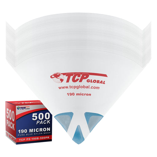 500 Pack of Paint Strainers with Fine 190 Micron Filter Tips - Premium "PURE BLUE" Ultra-Flow Blue Nylon Mesh