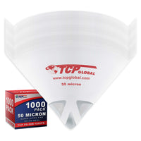 Automotive Cone Paint Strainer with 50 Micron Micro-Fine Filter Mesh Tip (1000 Pack) - Ideal for Clearcoats, Disposable Paper Funnel for Microscopic