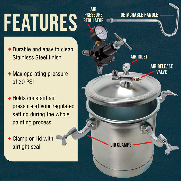 Commercial 2-1/2 Gallon Paint Pressure Pot Tank