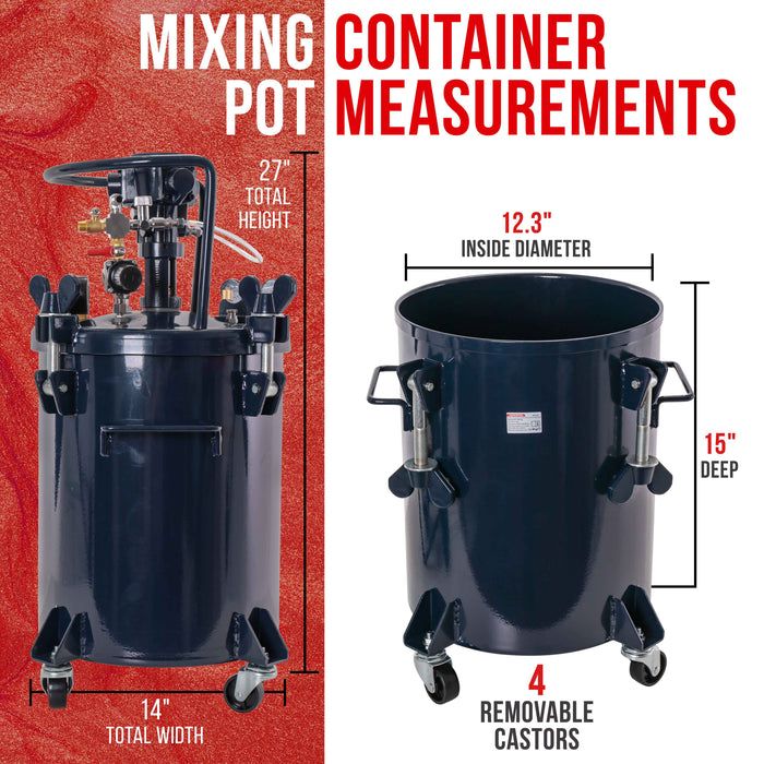 Commercial 8 Gallon (30 Liters) Spray Paint Pressure Pot Tank with Air Powered Mixing Agitator