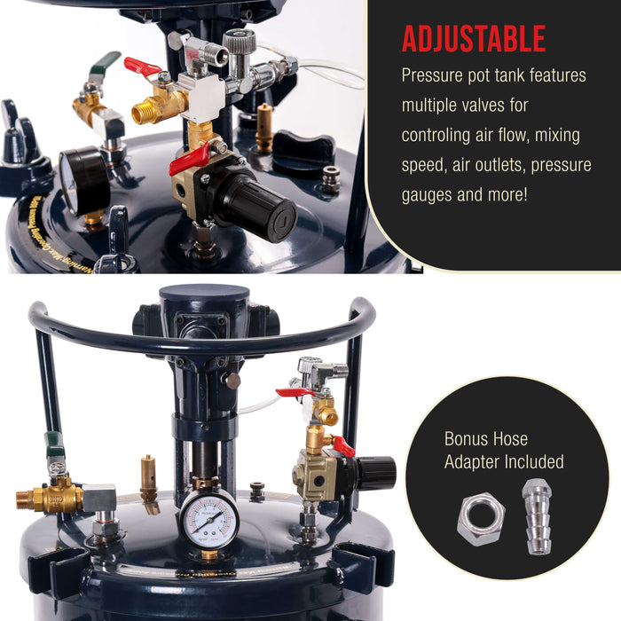 Commercial 8 Gallon (30 Liters) Spray Paint Pressure Pot Tank with Air Powered Mixing Agitator