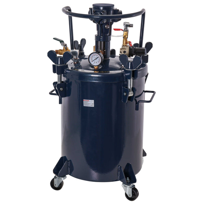 paint pot mixer 8 Gallon (30 Liter) Heavy Duty Steel Pressure Pot Paint Tank with Air Powered Mixing Agitator, Clamp on Lid, Regulator & Pressure Gauge for Painting &