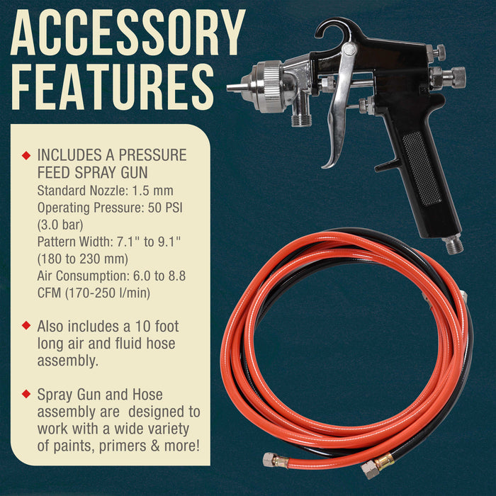 Commercial 2-1/2 Gallon Paint Pressure Tank with Spray Gun and 10' Air and Fluid Hose Assembly