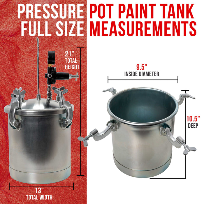 Commercial 2-1/2 Gallon Paint Pressure Tank with Spray Gun and 10' Air and Fluid Hose Assembly