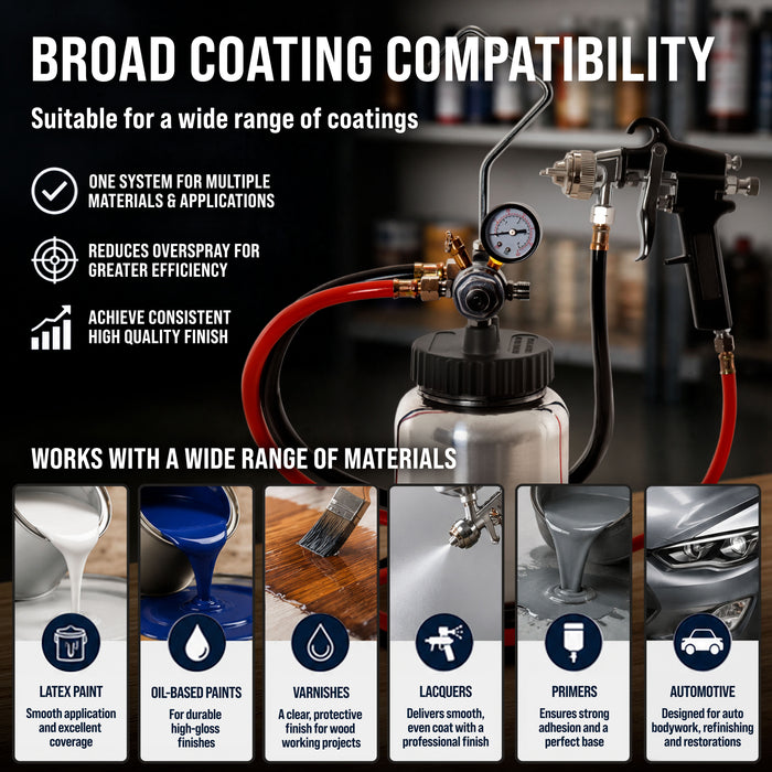 2 Quart Heavy Duty Steel Pressure Pot Paint Tank with Screw on Lid, Regulator, Pressure Gauge, Spray Gun & Hoses for Casting, Painting & Autobody