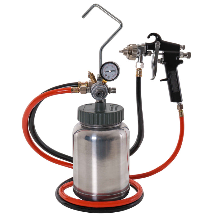 2 Quart Paint Pressure Pot with Spray Gun and 5' Air and Fluid Hose Assembly