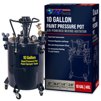 10 Gallon (40 Liter) Heavy Duty Steel Pressure Pot Paint Tank with Air-Powered Mixing Agitator, Clamp on Lid, Regulator & Pressure Gauge for Casting