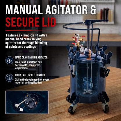 Commercial 2.5 Gallon (10 Liters) Spray Paint Pressure Pot Tank with Manual Mixing Agitator