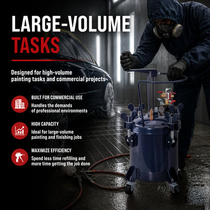 Commercial 2.5 Gallon (10 Liters) Spray Paint Pressure Pot Tank with Manual Mixing Agitator