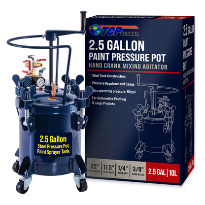 Commercial 2.5 Gallon (10 Liters) Spray Paint Pressure Pot Tank with Manual Mixing Agitator