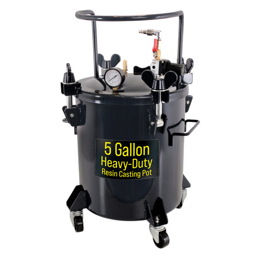 5 Gallon (20 Liter) Heavy Duty Steel Pressure Pot for Resin Casting with Clamp on Lid, Caster Wheels, Regulator & Gauge, Large Volume Epoxy Resin Pressure Pot