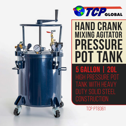 Commercial 5 Gallon (20 Liters) Spray Paint Pressure Pot Tank with Manual Mixing Agitator