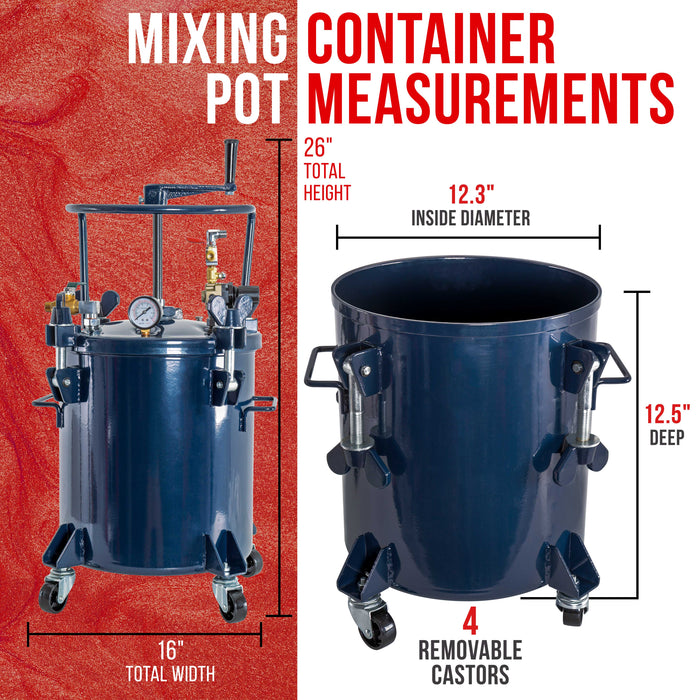 Commercial 5 Gallon (20 Liters) Spray Paint Pressure Pot Tank with Manual Mixing Agitator