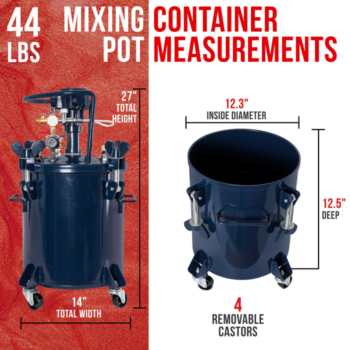 Commercial 5 Gallon (20 Liters) Spray Paint Pressure Pot Tank with Air Powered Mixing Agitator