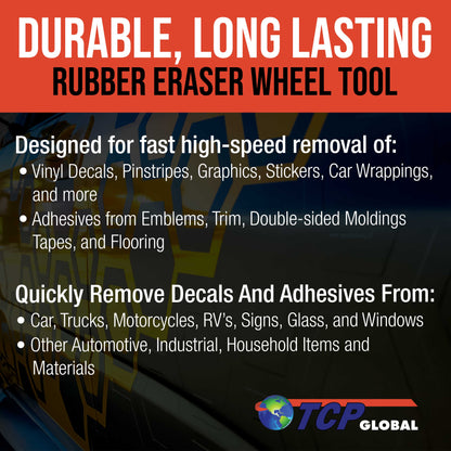 Rubber Eraser Wheel with Drill Adapter (Pack of 4) Decal Remover Wheel - Sticker Remover Tool - Pinstripe Removal - Emblem Removal Tool - Removes