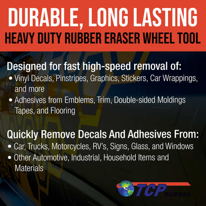 Rubber Eraser Wheel with Drill Adapter (12 Pack) - 4" Knobby Slotted Edge Pad - Decal Remover Wheel - Sticker Remover Tool - Removes Adhesives on